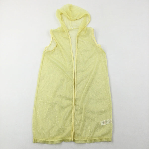Princess Glittery Yellow Hooded Sheer Caridgan - Girls 7-8 Years