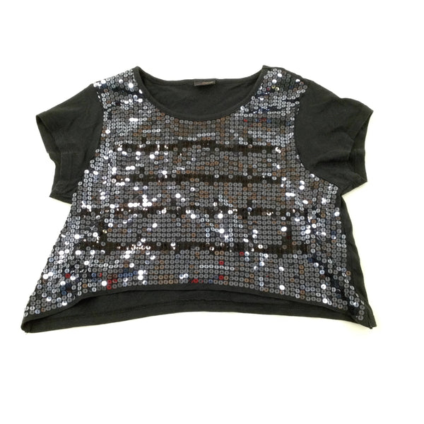 Sequinned Black Cropped T-Shirt - Girls 14-15 Years