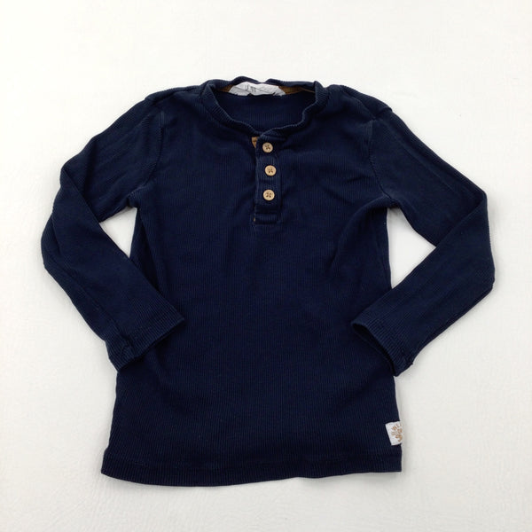 Navy Ribbed Long Sleeve Top - Boys 2-3 Years