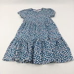 Flowers Layered Blue Jersey Dress - Girls 10-11 Years