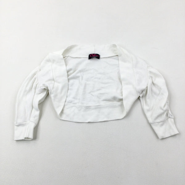 White Rouched Sleeve Bolero Cardigan - Girls 7-8 Years