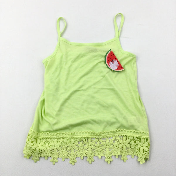 **NEW** Bright Yellow Lace Trim Vest Top - Girls 7-8 Years