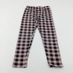 Dusky Pink & Black Checked Leggings - Girls 8-9 Years