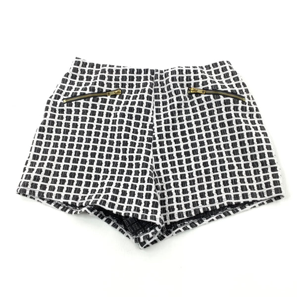 Black & White Checked Smart Jersey Shorts - Girls 14-15 Years