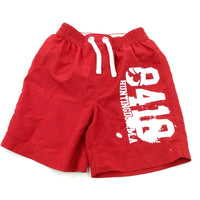8418' Red Swimming Shorts - Boys 5-6 Years
