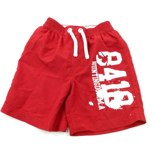 8418' Red Swimming Shorts - Boys 5-6 Years