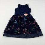 Flowers Navy Dress - Girls 10-11 Years