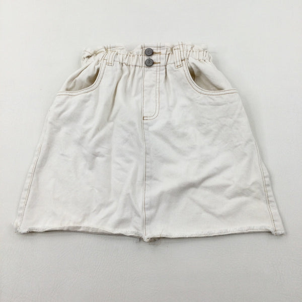Cream Denim Paper Bag Skirt - Girls 13-14 Years