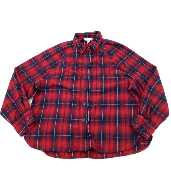 Red & Navy Checked Long Sleeve Shirt - Girls 13-14 Years