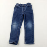 Dark Blue Denim Jeans With Adjustable Waist - Boys 3-4 Years