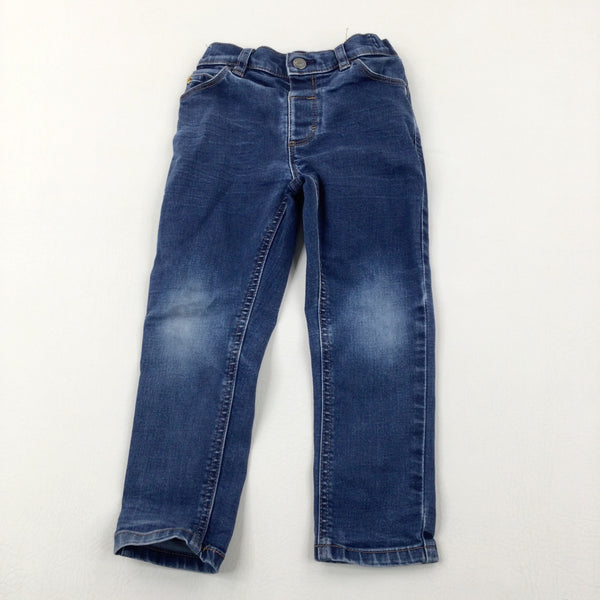 Dark Blue Denim Jeans With Adjustable Waist - Boys 3-4 Years