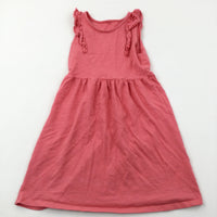 Coral Pink Cotton Jersey Dress - Girls 8-9 Years