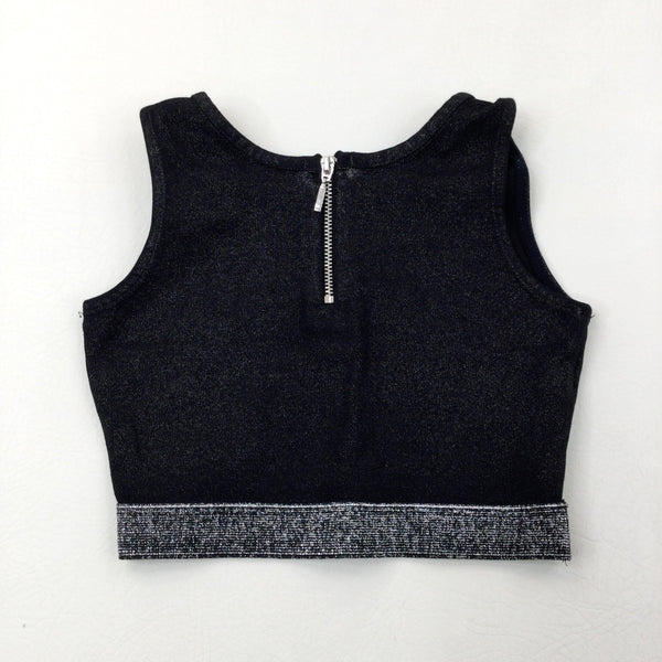 Sparkly Black Cropped Top - Girls 7-8 Years