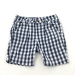 Navy & White Checked Shorts With Adjustable Waist - Boys 2-3 Years