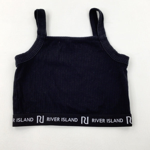 'River Island' Black Ribbed Cropped Vest Top - Girls 9-10 Years