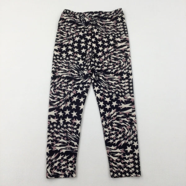 Stars Black, Cream & Light Brown Sports Leggings - Girls 11-12 Years