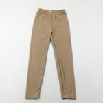 Beige Ribbed Leggings - Girls 7-8 Years