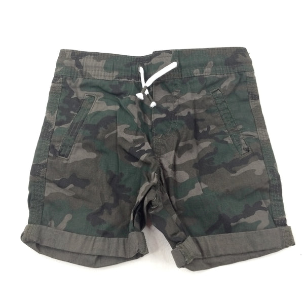 Camo Green Cotton Shorts - Boys 18-24 Months