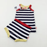 **NEW** Navy & White Striped Vest & Pants Set - Boys 2-3 Years