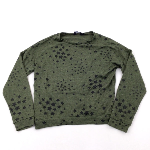 Stars Khaki Green Long Sleeve Top - Girls 14-15 Years