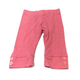 Pink Ribbed Leggings with Button Hems - Girls 0-3 Months