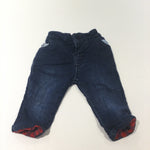 Dark Blue Lined Denim Jeans - Boys 0-3 Months