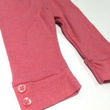 Pink Ribbed Leggings with Button Hems - Girls 0-3 Months