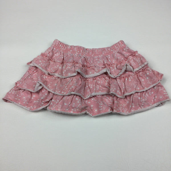 Flowers Pink & White Jersey Ra-Ra Skirt - Girls 12-18m