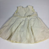 Flower Embroidered Pale Yellow Cotton Party Dress - Girls 3-6m