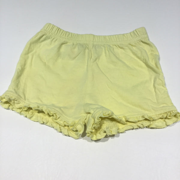 Yellow Jersey Shorts with Frilly Hems - Girls 6-9m