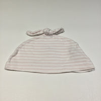 Pink & White Striped Knotted Jersey Hat - Girls 3-6m