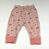 'Tiny Toes' Cat Faces & Ballerina Shoes Coral Pink Pyjama Bottoms - Girls 3-6m