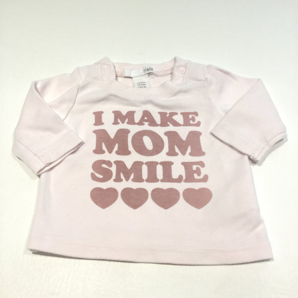 'I Make Mom Smile' Pink Long Sleeve Top - Girls Newborn
