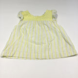 Silver Threat Yellow & White Striped Cotton Blouse with Broderie Panel - Girls 6-9m