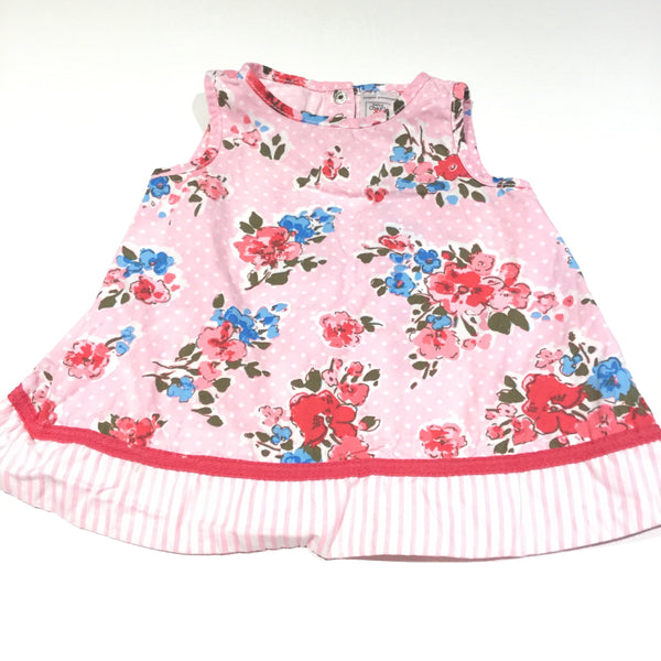 Roses Pink Spotty Cotton Dress - Girls 0-3m