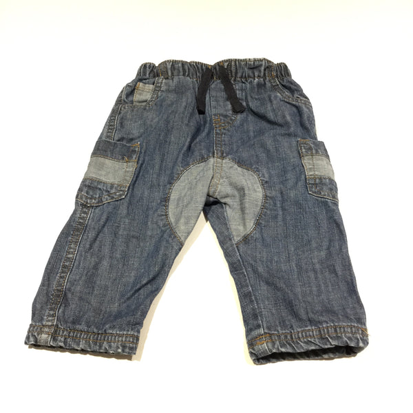 Mid Blue Lined Denim Jeans - Boys 6-9m