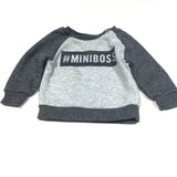'#MiniBoss' Grey Mottled Sweatshirt - Boys 0-3m