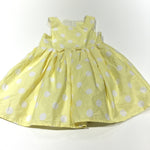 Yellow & White Spots Cotton Party Dress - Girls 9-12m