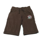 Flower Motif Brown Long Jersey Shorts - Girls 2-3