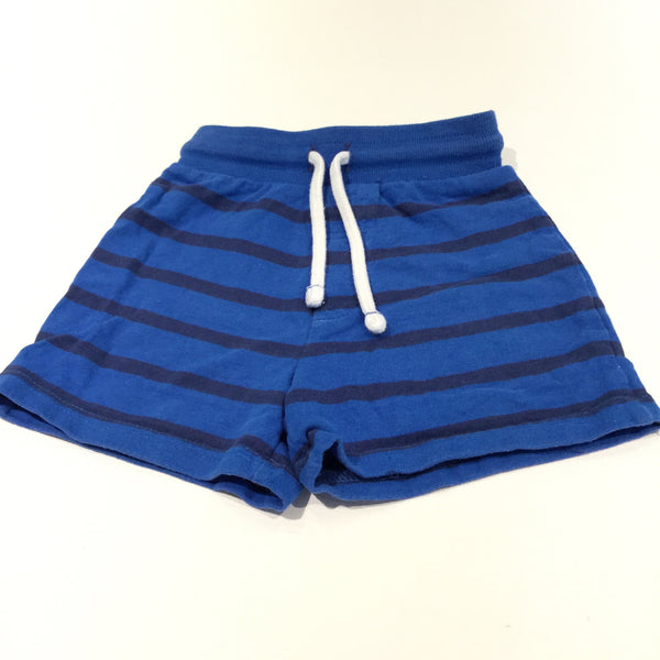 Blue & Navy Striped Jersey Shorts - Boys 12-18m