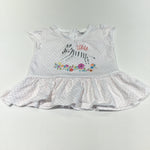 'Zebra' Pink Spots White Short Sleeve Tunic Top - Girls 0-3m