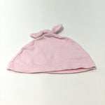 Patterned Pink Jersey Hat with Bow - Girls 6-9m