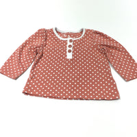 White Spots Dusky Pink Long Sleeve Top - Girls Newborn - Up To 1 Month