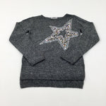 Star Sequinned Grey Knitted Jumper - Girls 11-12 Years
