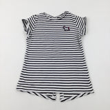 Horse Motif Black Striped T-Shirt - Girls 11-12 Years