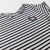 Horse Motif Black Striped T-Shirt - Girls 11-12 Years