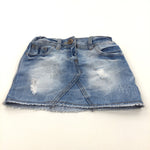 Light Blue Denim Skirt with Adjustable Waistband - Girls 6 Years