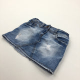 Light Blue Denim Skirt with Adjustable Waistband - Girls 6 Years