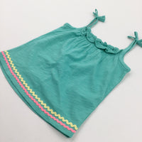 Colourful Stripes Jade Green Jersey Vest Top - Girls 2-3 Years