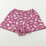 Fish Pink & White Pyjama Shorts - Girls 2-3 Years